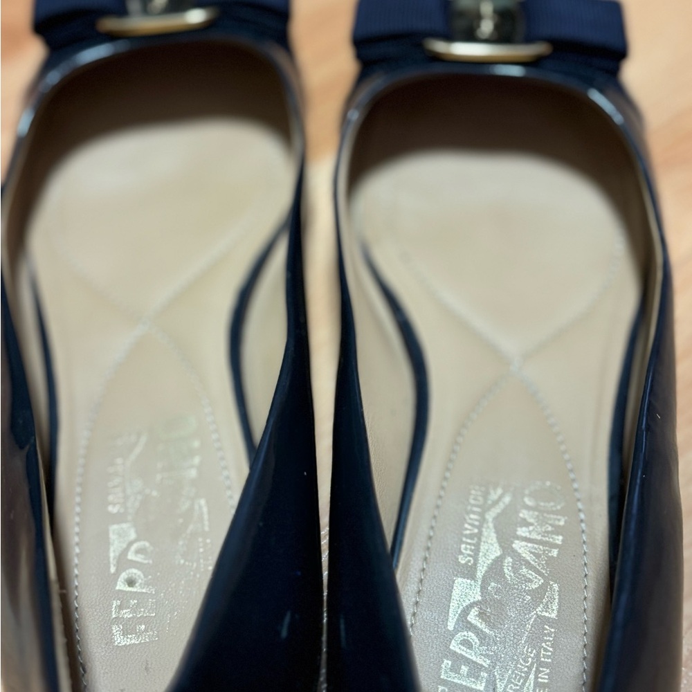 Salvatore Ferragamo navy Patent Ballet Flats - Picture 6 of 10